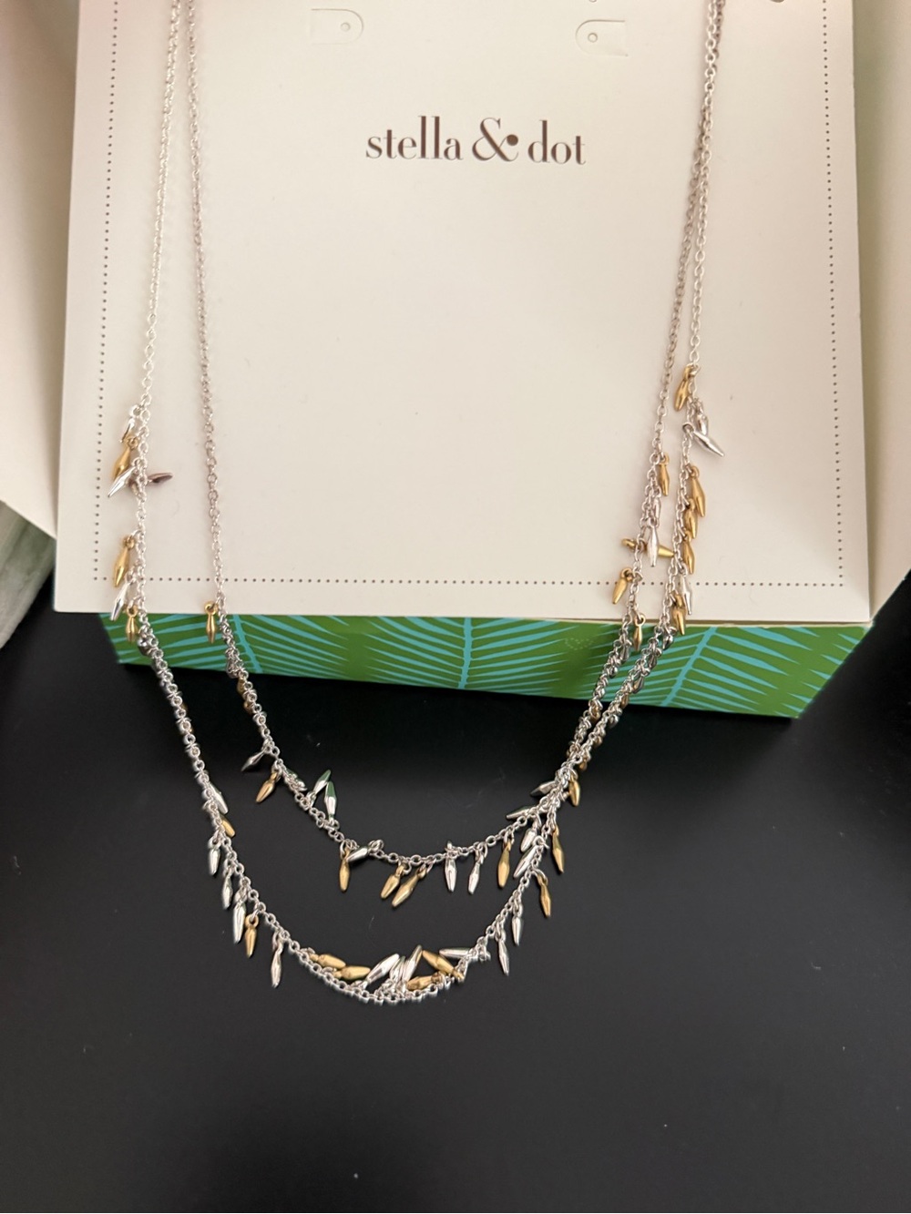 Stella & Dot Renegade Two-Tone Silver and Gold Layered Charm Necklace